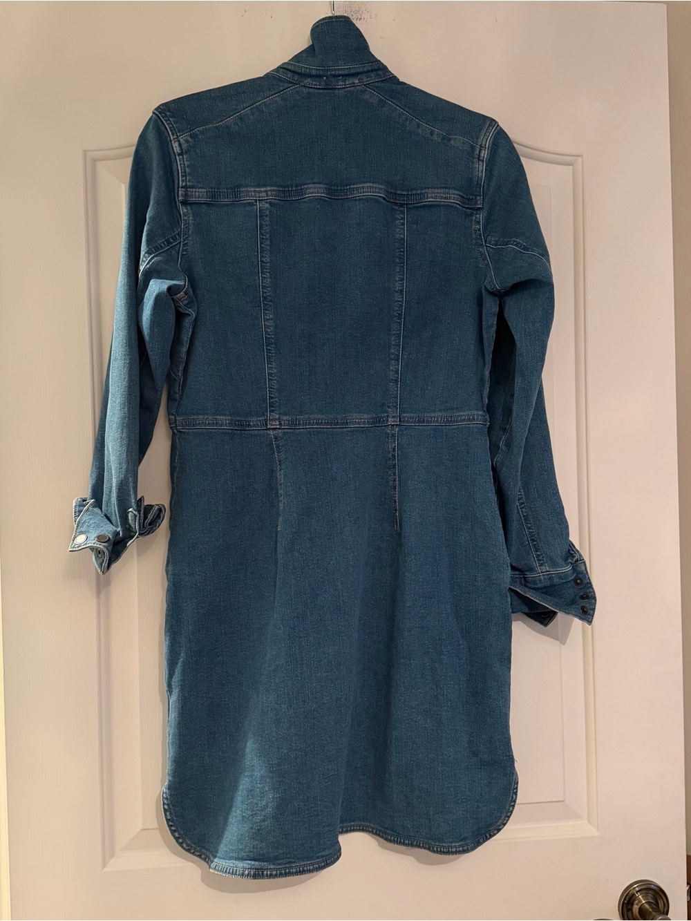 Free People Denim Shirt Dress Snap Front Medium Wash Size M - Picture 3 of 3